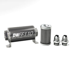 DeatschWerks - DeatschWerks Stainless Steel 10AN 40 Micron Universal Inline Fuel Filter Housing Kit (110mm) - Demon Performance
