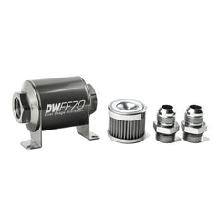 DeatschWerks - DeatschWerks Stainless Steel 10AN 40 Micron Universal Inline Fuel Filter Housing Kit (70mm) - Demon Performance