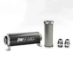 DeatschWerks - DeatschWerks Stainless Steel 10AN 5 Micron Universal Inline Fuel Filter Housing Kit (160mm) - Demon Performance