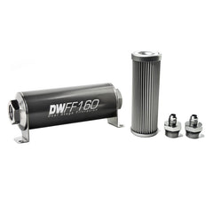 DeatschWerks - DeatschWerks Stainless Steel 6AN 10 Micron Universal Inline Fuel Filter Housing Kit (160mm) - Demon Performance