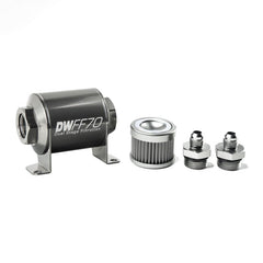 DeatschWerks - DeatschWerks Stainless Steel 6AN 100 Micron Universal Inline Fuel Filter Housing Kit (70mm) - Demon Performance