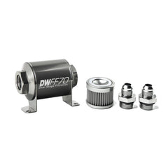 DeatschWerks - DeatschWerks Stainless Steel 8AN 100 Micron Universal Inline Fuel Filter Housing Kit (70mm) - Demon Performance