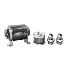 DeatschWerks - DeatschWerks Stainless Steel 8AN 40 Micron Universal Inline Fuel Filter Housing Kit (70mm) - Demon Performance