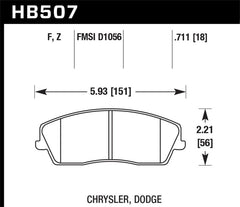 Hawk Performance - Hawk 09-10 Dodge Challenger SE / 06-10 Charger SE / 05-10 Chrylser 300 HPS Street Front Brake Pads - Demon Performance