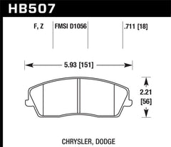 Hawk Performance - Hawk 09-10 Dodge Challenger SE / 06-10 Charger SE / 05-10 Chrylser 300 HPS Street Front Brake Pads - Demon Performance