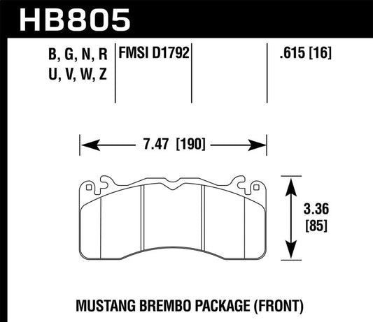 Hawk Performance - Hawk 15 - 17 Ford Mustang Brembo Package DTC - 70 Front Brake Pads - Demon Performance