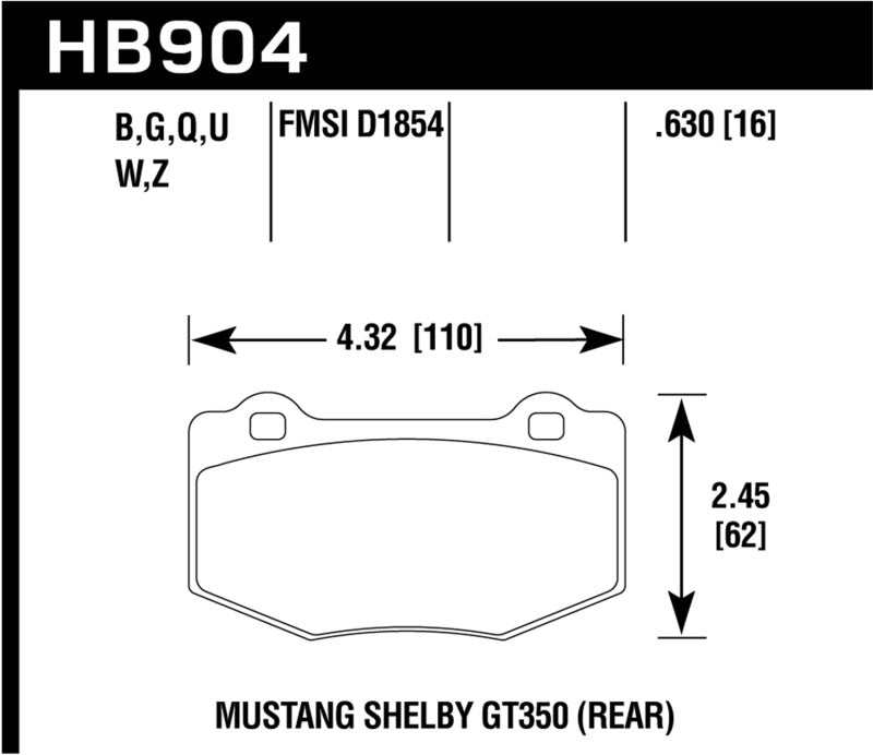 Hawk Performance - Hawk 15 - 17 Ford Mustang Shelby GT350/GT350R DTC - 80 Race Rear Brake Pads - Demon Performance