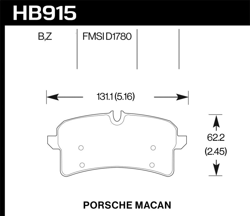 Hawk Performance - Hawk 15 - 18 Porsche Macan Performance Ceramic Rear Brake Pads - Demon Performance
