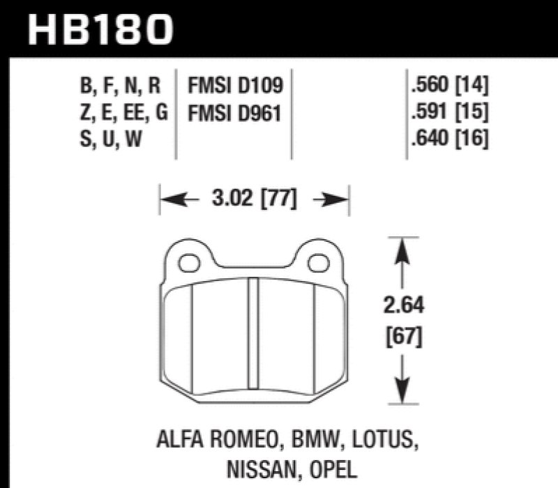 Hawk Performance - Hawk 1984 - 1986 Alfa Romeo GTV - 6 2.5 HPS 5.0 Front Brake Pads - Demon Performance
