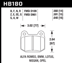 Hawk Performance - Hawk 1984 - 1986 Alfa Romeo GTV - 6 2.5 HPS 5.0 Front Brake Pads - Demon Performance