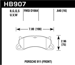 Hawk Performance - Hawk 2016 Porsche 911 Carrera S HPS 5.0 Front Brake Pads - Demon Performance