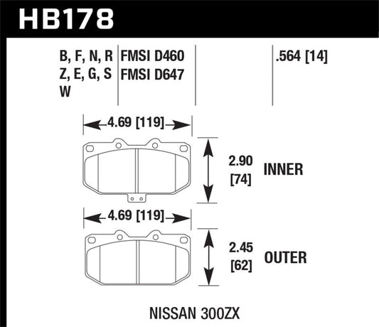 Hawk Performance - Hawk 2/1989 - 1996 Nissan 300ZX Base (Excl. Turbo) HPS 5.0 Front Brake Pads - Demon Performance