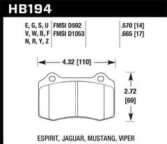 Hawk Performance - Hawk 96 & 00-02 Dodge Viper GTS / 92-02 Viper / 00-02 Viper RT10 Blue 9012 Front Race Brake Pads - Demon Performance