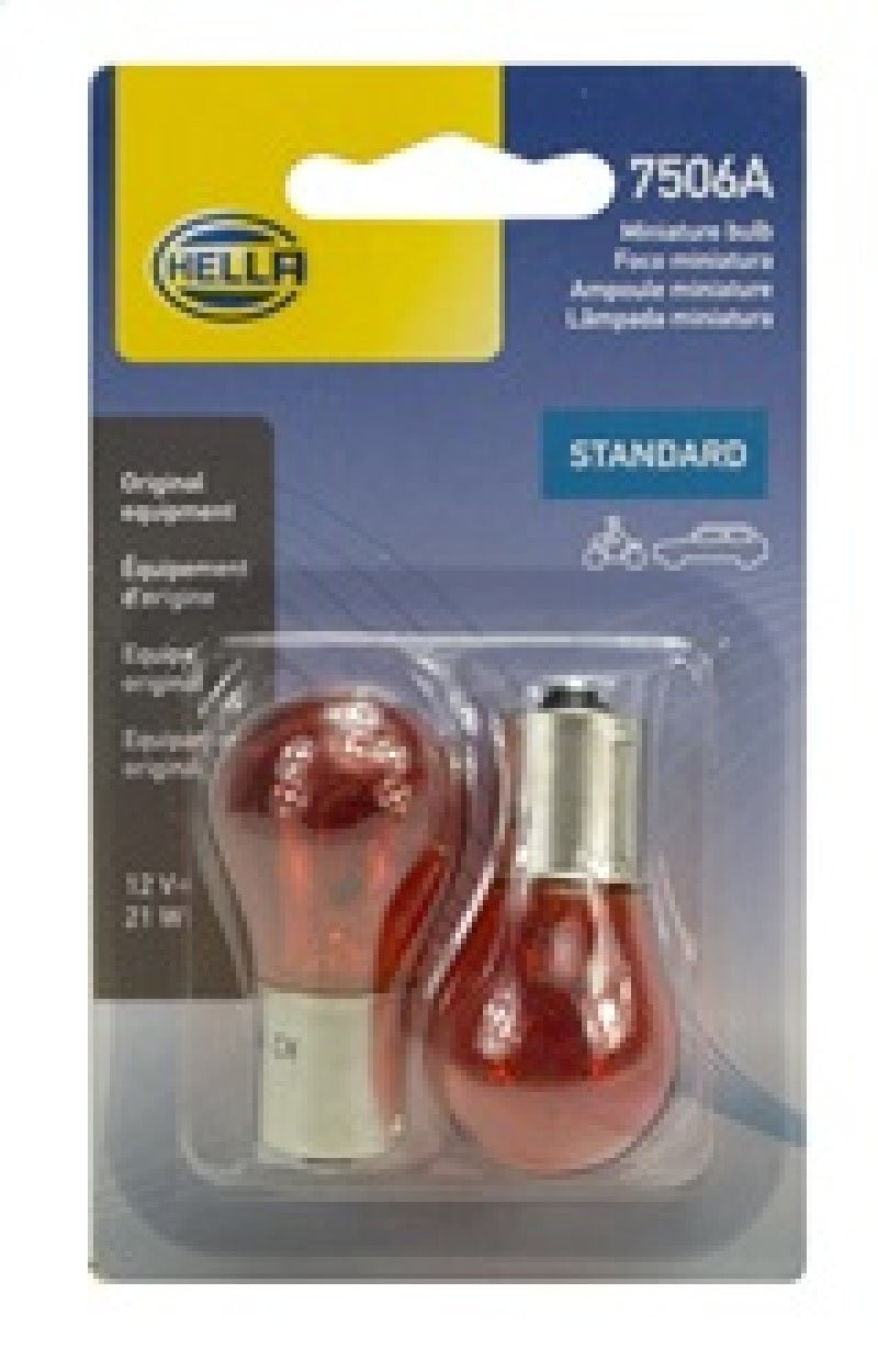 Hella - Hella Bulb 12V 21W Ba15S S8 Amber (2) - Demon Performance