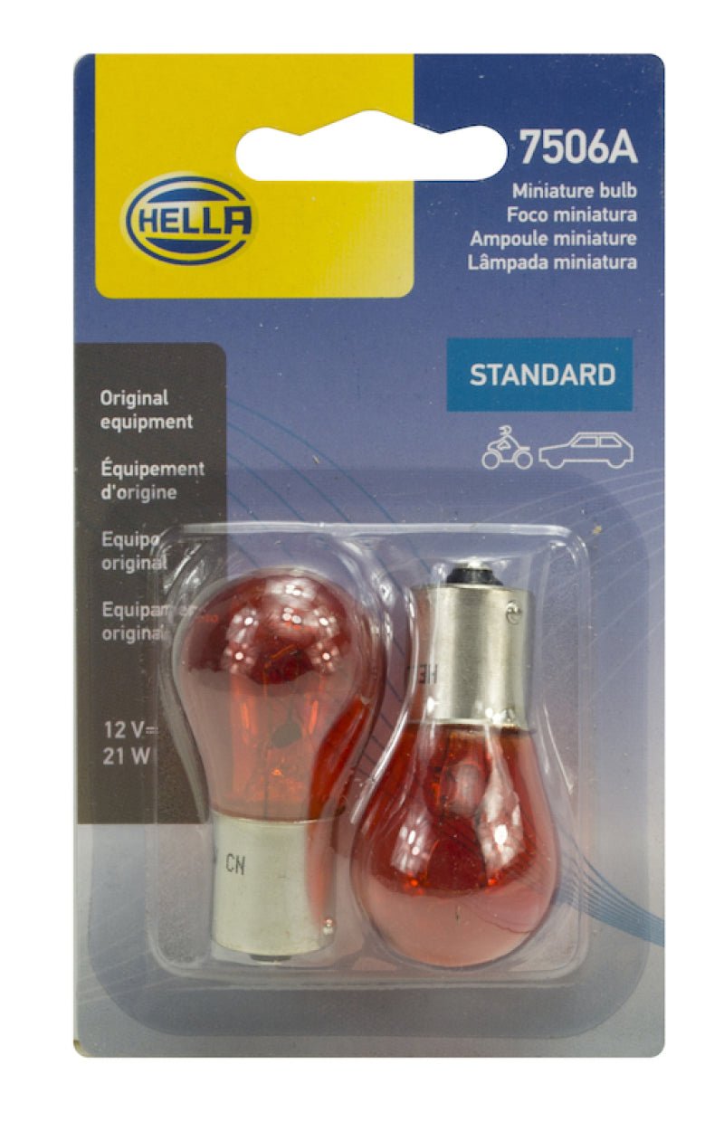 Hella - Hella Bulb 12V 21W Ba15S S8 Amber (2) - Demon Performance