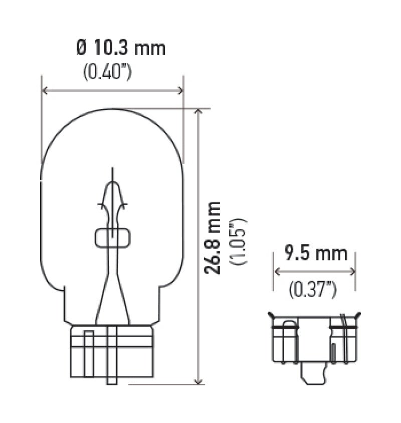 Hella - Hella Bulb 168 12V 5W 3Cp W21X95D T325 (2) - Demon Performance