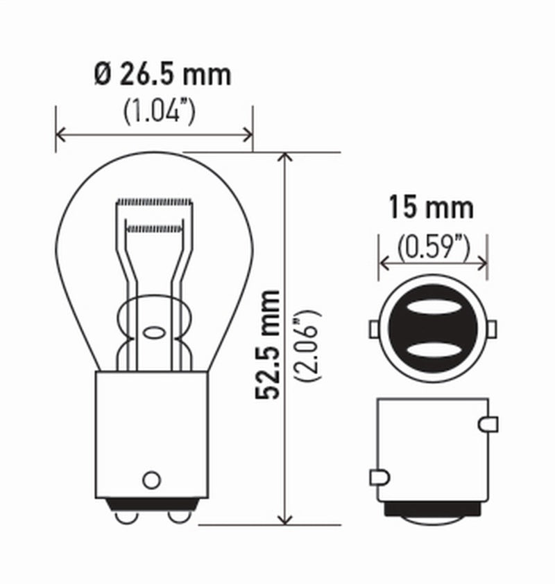 Hella - Hella Bulb 7225 12V 21/4W Baz15D S8 (2) - Demon Performance