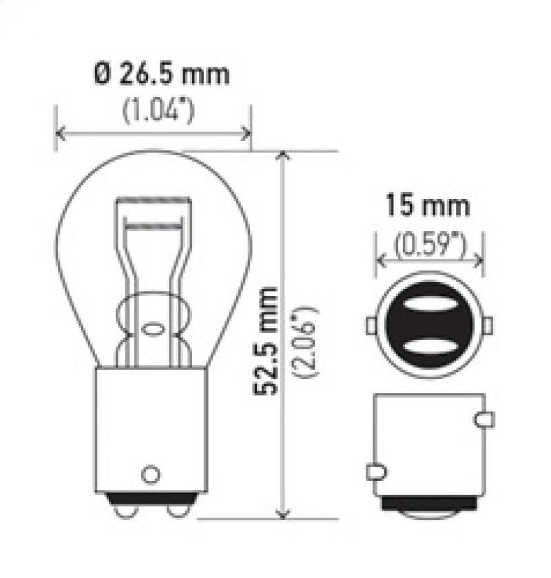 Hella - Hella Bulb 7225 12V 21/4W BAZ15d S8 - Demon Performance