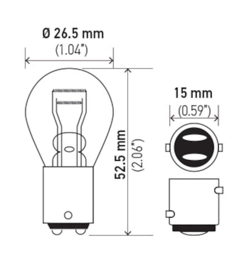 Hella - Hella Bulb 7225 12V 21/4W BAZ15d S8 - Demon Performance