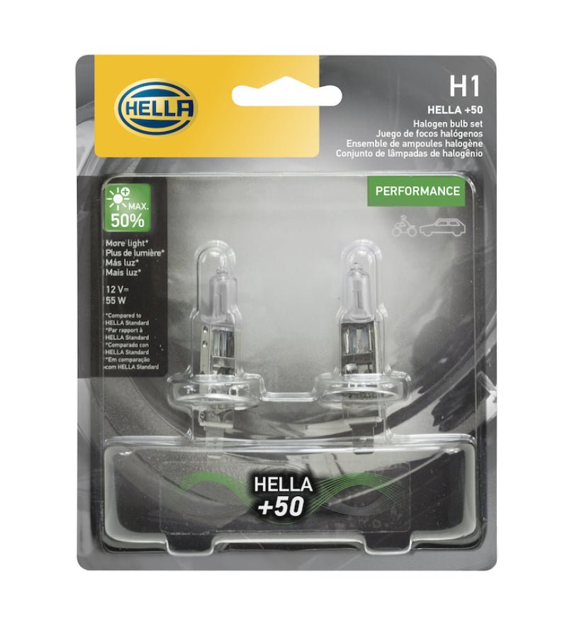 Hella - Hella Bulb H1 12V 55W P145S T25 +50 (2) - Demon Performance