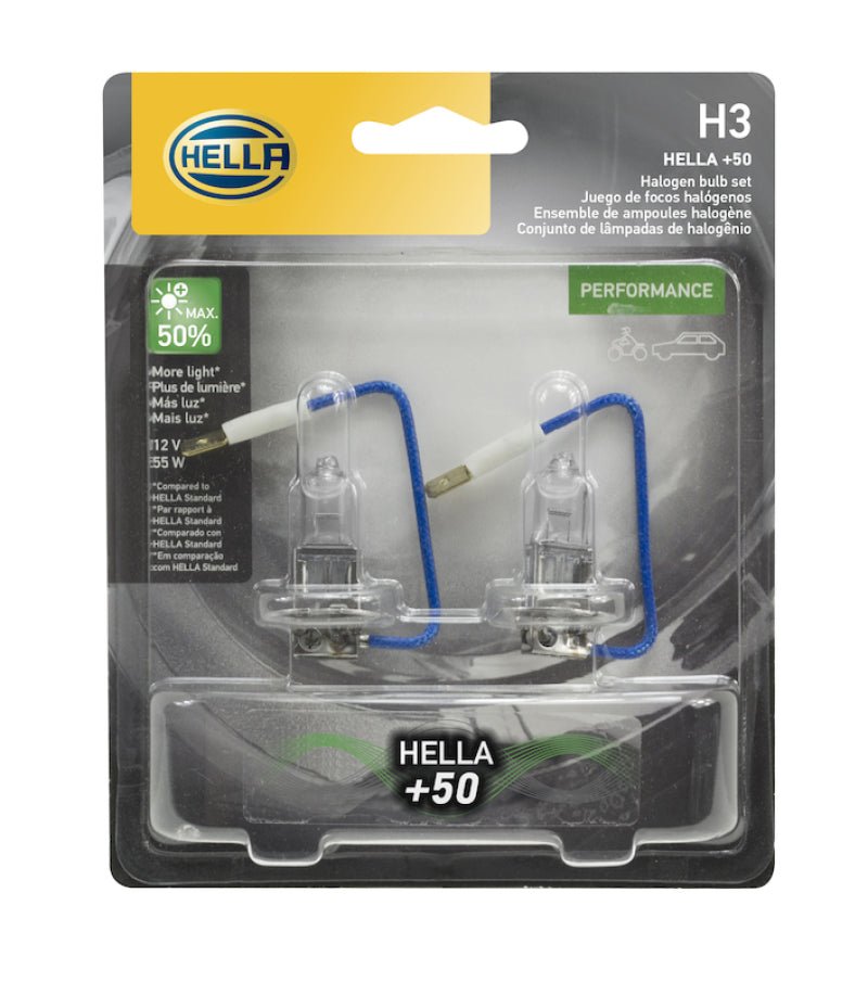 Hella - Hella Bulb H3 12V 55W Pk22S T325 +50 (2) - Demon Performance