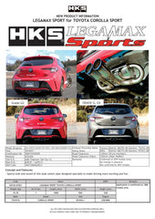 HKS - HKS LEGAMAX Sports 2018 Toyota Corolla Sport 2ZR/8NR - Demon Performance