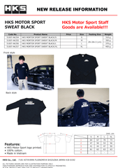 HKS - HKS MOTORSPORT SWEATSHIRT BLACK S - Demon Performance