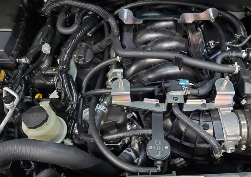 J&L - J&L 16 - 24 Nissan Titan 5.6L Passenger Side Oil Separator 3.0 - Black Anodized - Demon Performance