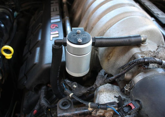 J&L - J&L 05 - 10 Dodge Charger 6.1L Hemi Passenger Side Oil Separator 3.0 - Black Anodized - Demon Performance