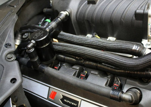 J&L - J&L 11 - 17 Ford Mustang GT (w/Roush/VMP S/C) Passenger Side Oil Separator 3.0 - Black Anodized - Demon Performance