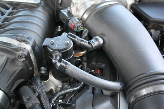 J&L - J&L 11 - 17 Ford Mustang GT (w/Roush/VMP Supercharger) Driver Side Oil Separator 3.0 - Black Anodized - Demon Performance