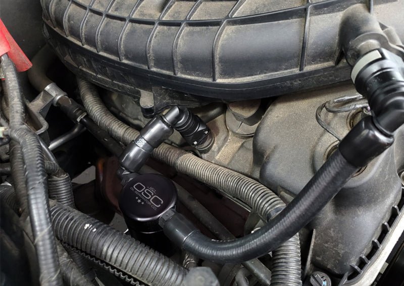 J&L - J&L 11 - 17 Ford Mustang V6 Passenger Side Oil Separator 3.0 V2 - Black Anodized - Demon Performance