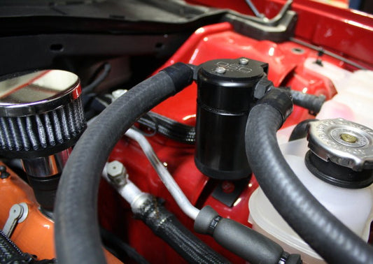 J&L - J&L 15 - 17 Dodge Hellcat 6.2L Hemi Driver Side Oil Separator 3.0 - Black Anodized - Demon Performance