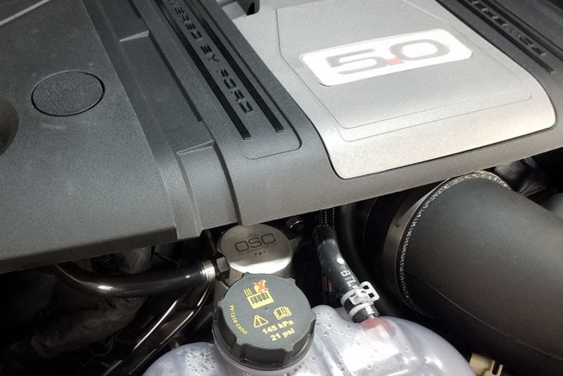 J&L - J&L 2018 - 2023 Ford Mustang GT Passenger Side Oil Separator 3.0 - Clear Anodized - Demon Performance