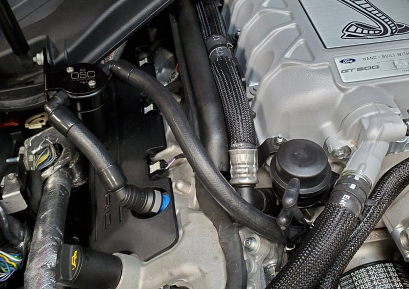 J&L - J&L 2020 - 2022 Ford Mustang GT500 Passenger Side Oil Separator 3.0 - Black Anodized - Demon Performance