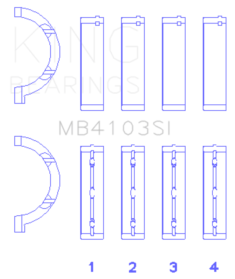 King Engine Bearings - King Chrysler 197 (Size .026) Crankshaft Main Bearings (Set of 4) - Demon Performance