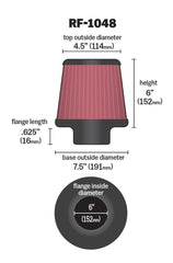 K&N Engineering - K&N Round Tapered Universal Air Filter 6in Flange ID x 7.5in Base OD x 4.5in Top OD x 6in H - Demon Performance