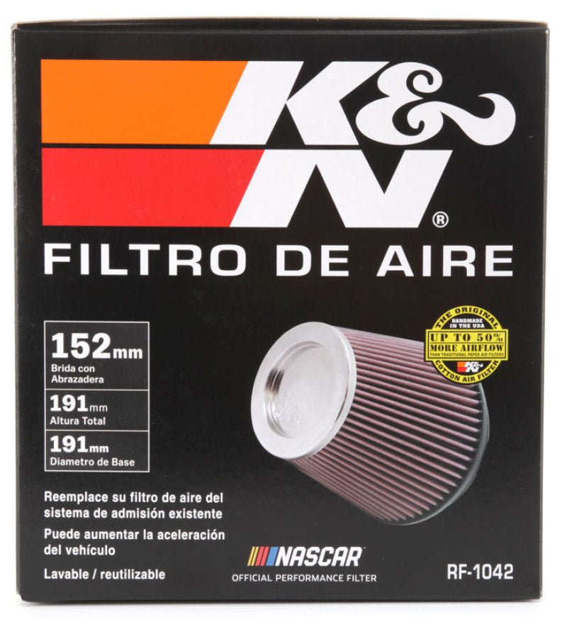 K&N Engineering - K&N Round Tapered Universal Air Filter 6in Flange ID x 7.5in Base OD x 5in Top OD x 6.5in Height - Demon Performance