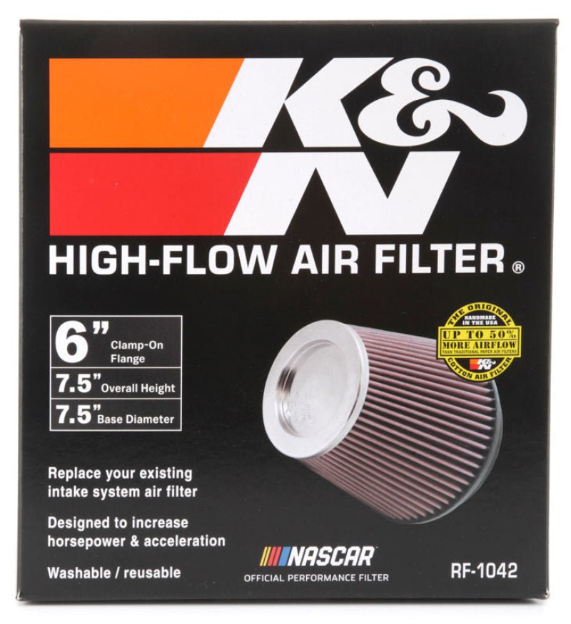K&N Engineering - K&N Round Tapered Universal Air Filter 6in Flange ID x 7.5in Base OD x 5in Top OD x 6.5in Height - Demon Performance