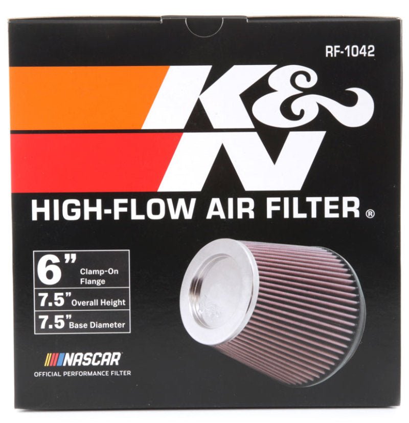 K&N Engineering - K&N Round Tapered Universal Air Filter 6in Flange ID x 7.5in Base OD x 5in Top OD x 6.5in Height - Demon Performance