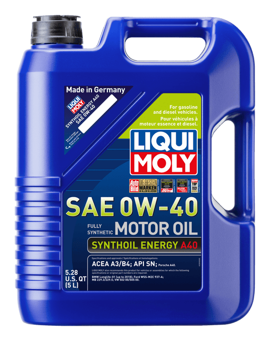 LIQUI MOLY - LIQUI MOLY 5L Synthoil Energy A40 Motor Oil SAE 0W40 - Demon Performance