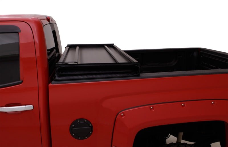 LUND - Lund 04 - 15 Nissan Titan (5.5ft. Bed) Hard Fold Tonneau Cover w/Bracket Kit - Black - Demon Performance