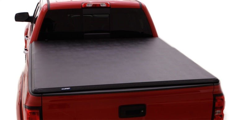 LUND - Lund 04 - 15 Nissan Titan (5.5ft. Bed) Hard Fold Tonneau Cover w/Bracket Kit - Black - Demon Performance