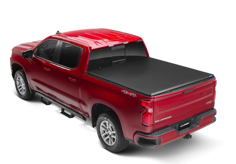 LUND - Lund 04 - 15 Nissan Titan (5.5ft. Bed) Hard Fold Tonneau Cover w/Bracket Kit - Black - Demon Performance