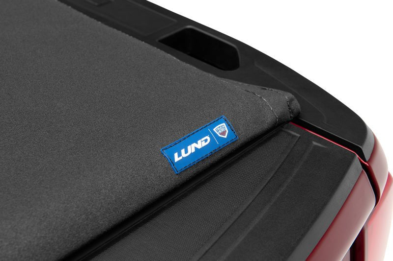 LUND - Lund 04 - 15 Nissan Titan (5.5ft. Bed) Hard Fold Tonneau Cover w/Bracket Kit - Black - Demon Performance