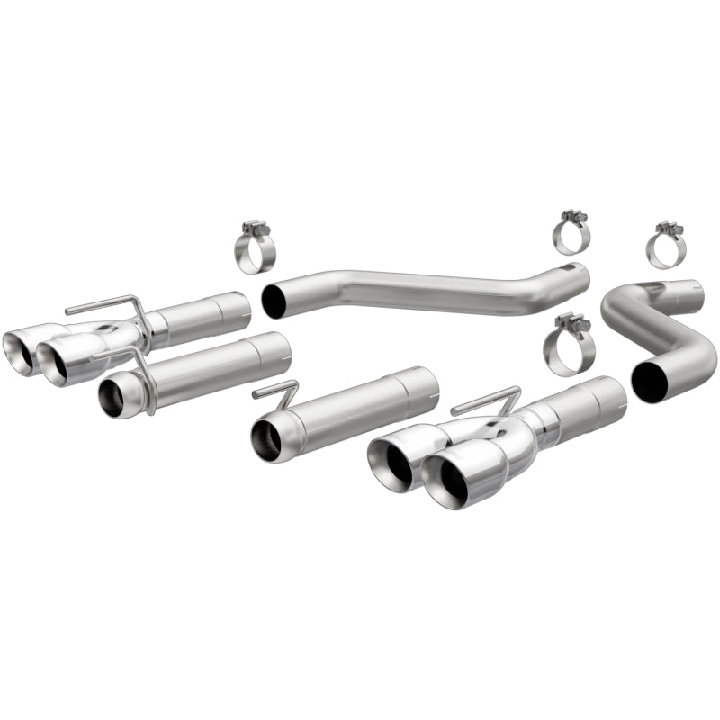 Magnaflow - MagnaFlow Axle-Back, SS, 3in, Quad Split Rear 3.5 Tips 2015 Dodge Challenger incl SRT Hellcat - Demon Performance