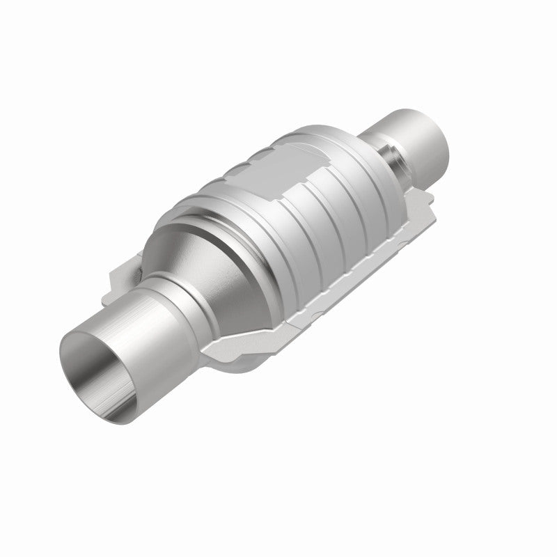 Magnaflow - MagnaFlow Conv Univ 2in In/Out Ctr/Ctr Round 9in Body L x 5.125in W x 13in Overall L Single O2 Port - Demon Performance