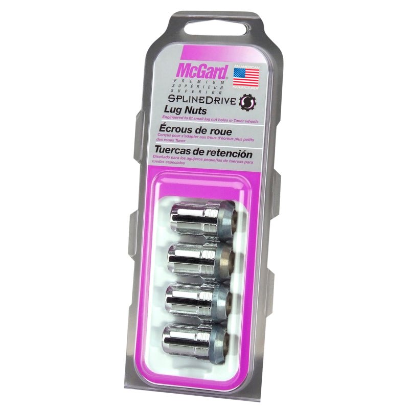McGard - McGard SplineDrive Lug Nut (Cone Seat) M12X1.25 / 1.24in. Length (4 - Pack) - Chrome (Req. Tool) - Demon Performance