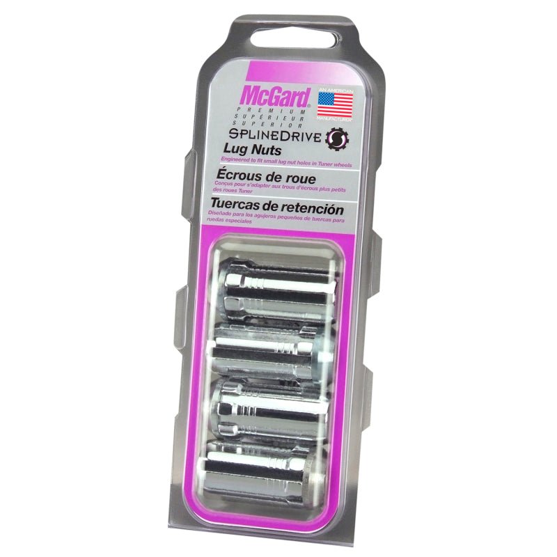 McGard - McGard SplineDrive Lug Nut (Cone Seat) M14X1.5 / 1.648in. Length (4 - Pack) - Chrome (Req. Tool) - Demon Performance
