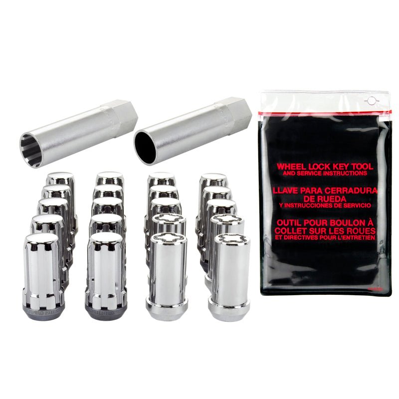 McGard - McGard SplineDrive Tuner 5 Lug Install Kit w/Locks & Tool (Cone) M14X1.5 / 22mm Hex - Chrome - Demon Performance